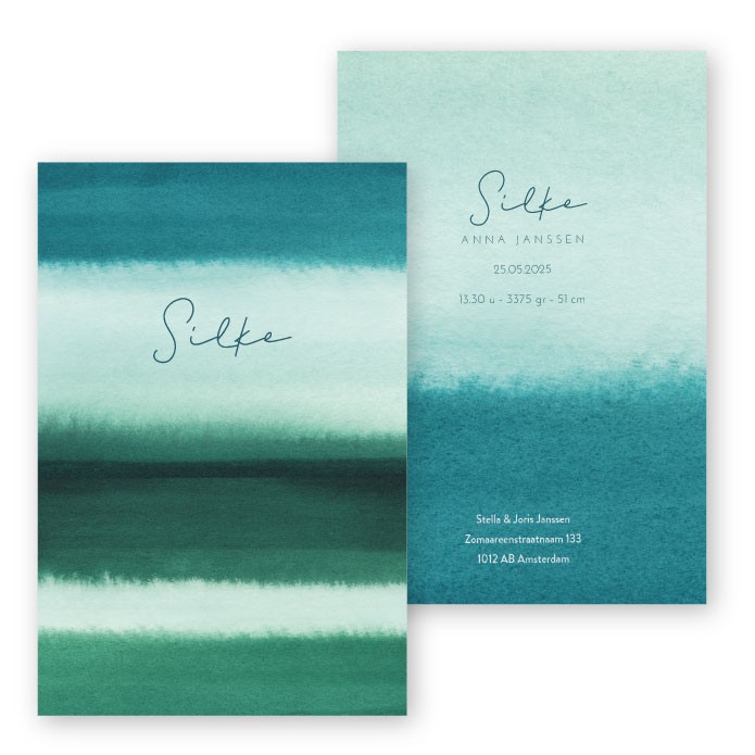 Geboortekaartje waterverf groen