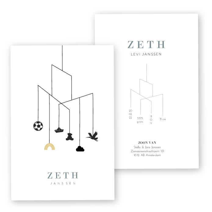 Geboortekaartje regenboog ooievaar