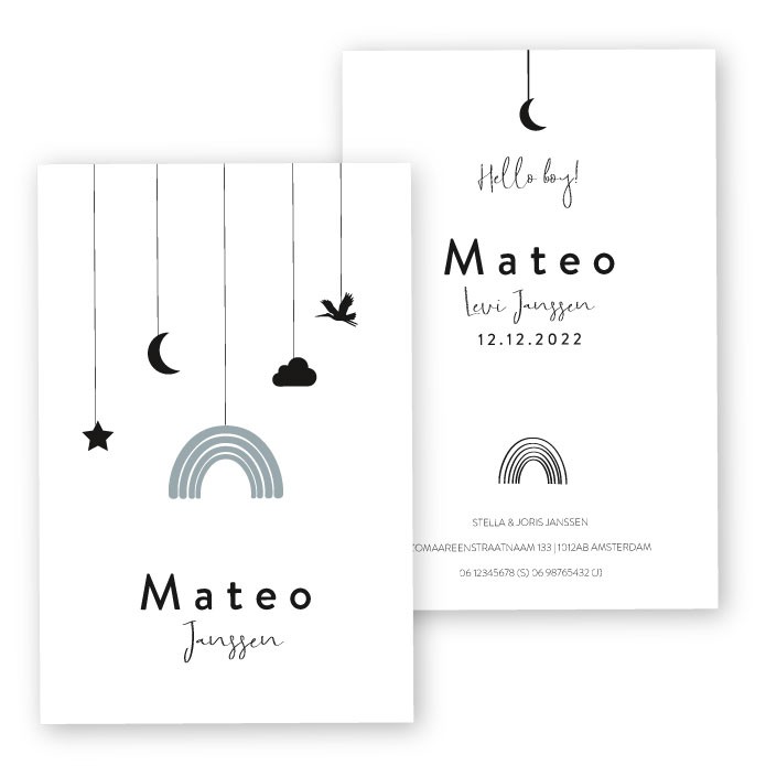 Babykaartje baby mobiel muziek regenboog