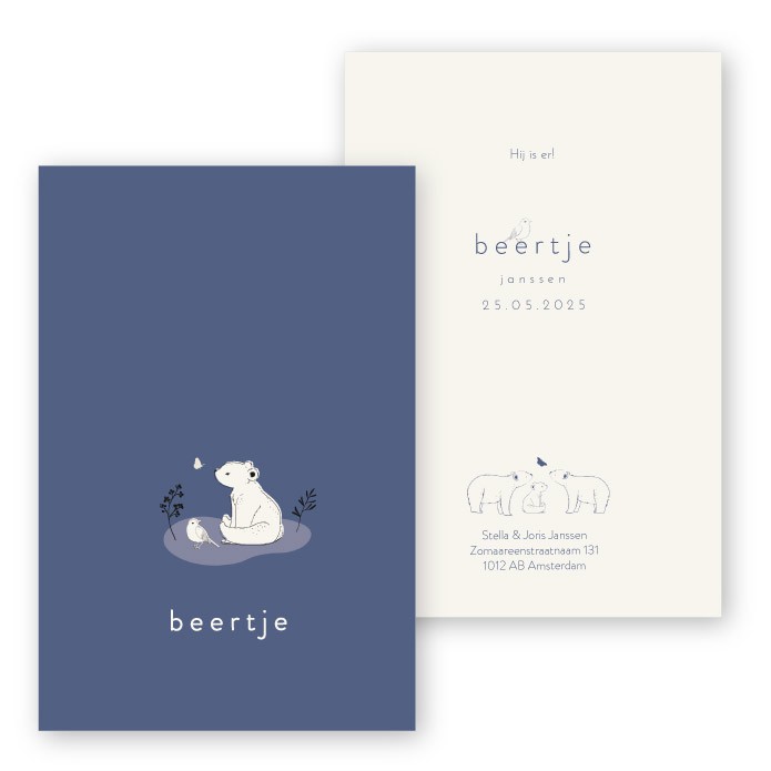 Babykaartje beertje en vlinder