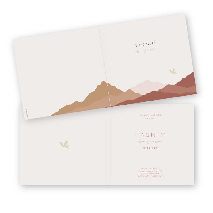 Geboortekaartje dubbel berg