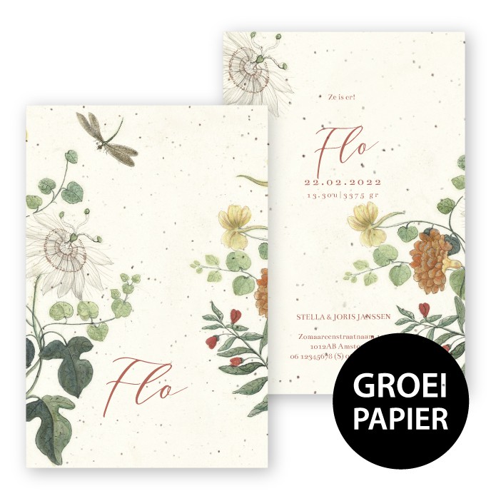 Geboortekaartje groeipapier Flo