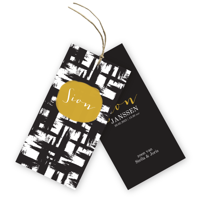 Geboortelabel Scandinavisch patroon Sion