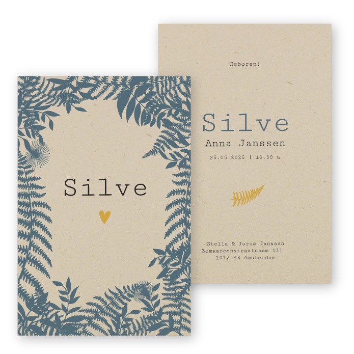 Geboortekaartje duurzaam varens Silve