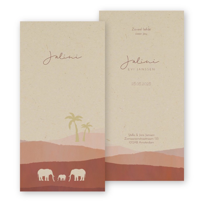 Geboortekaartje ecologisch waterverf zee Jalini