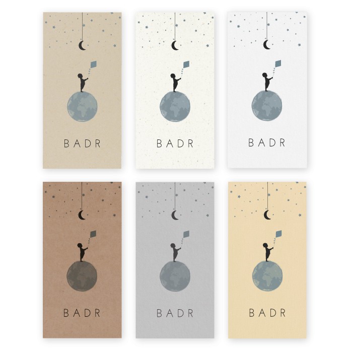 Geboortekaartje duurzaam wereldbol Badr