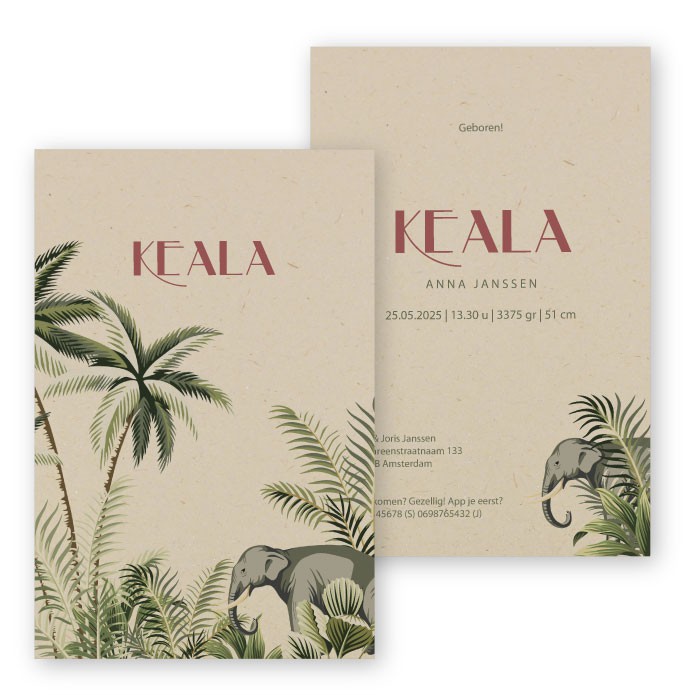 Geboortekaartje duurzaam Keala