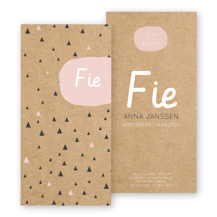 Geboortekaartje kraft karton geometrisch patroon - Fie