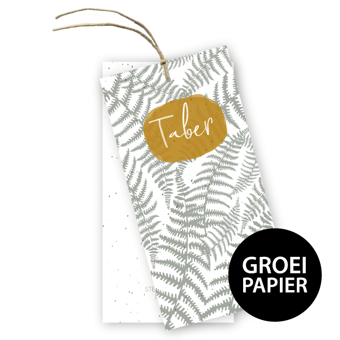 Geboortekaartje groeipapier labels Taber