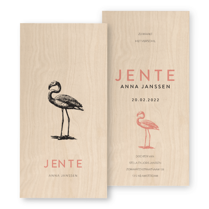 Geboortekaartje hout Jente