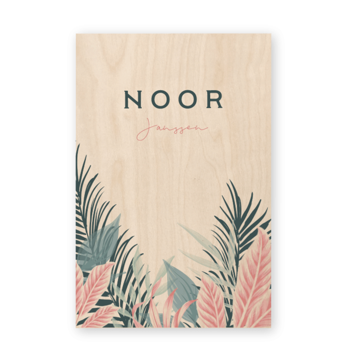 Babykaartje echt hout jungle