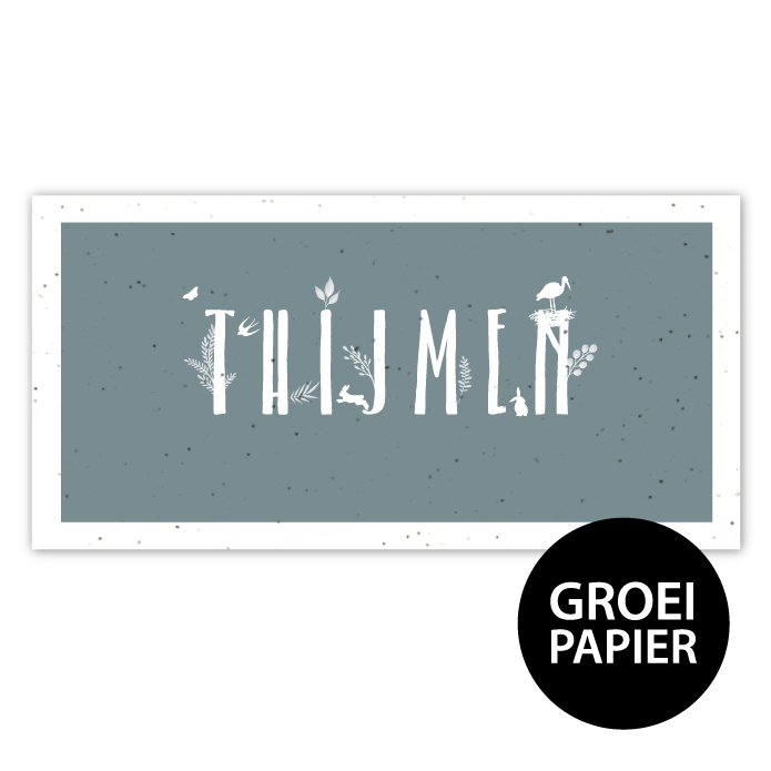 Geboortekaartje groeipapier Thijmen