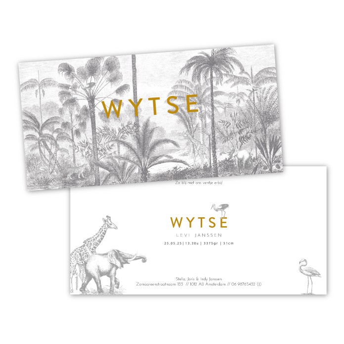Geboortekaartje karton botanisch jungle