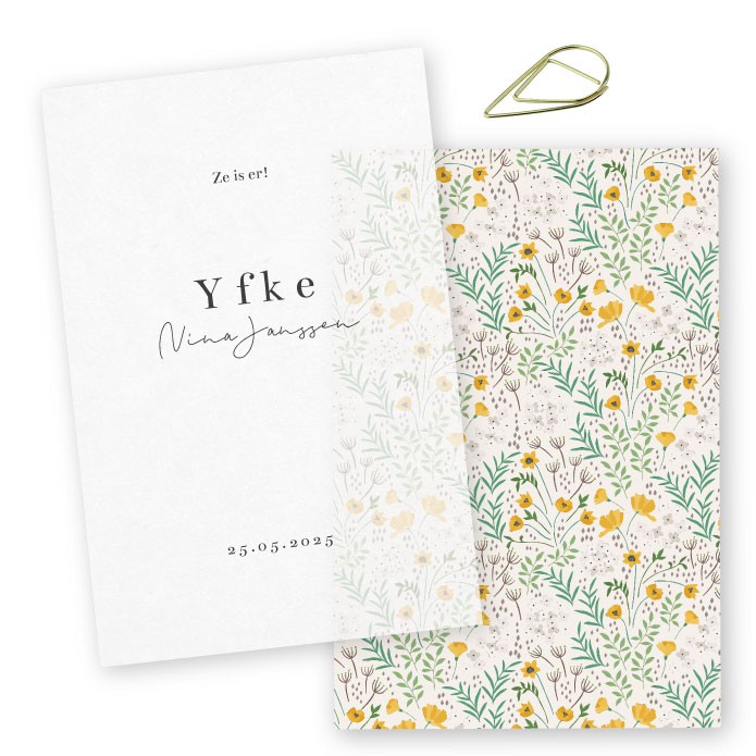 Geboortekaartje retro kalkpapier