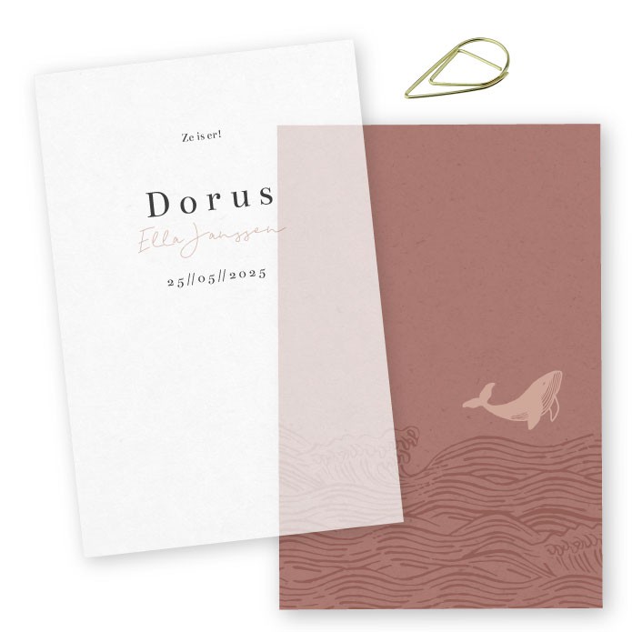 Geboortekaartje kalkpapier zee