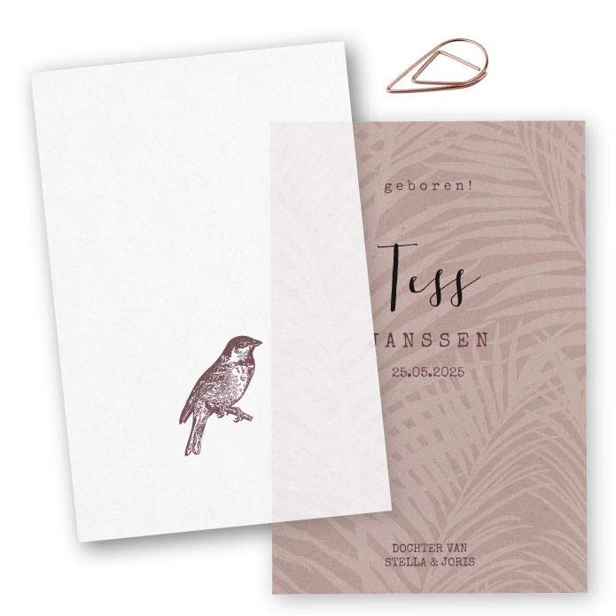 Geboortelabels kalkpapier vogeltje
