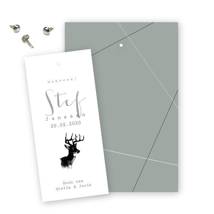 Geboortelabel geometrisch hert stef