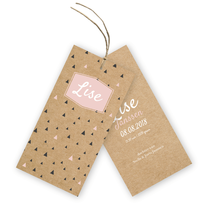Geboortekaartje label kraft scandinavisch meisjes Lise