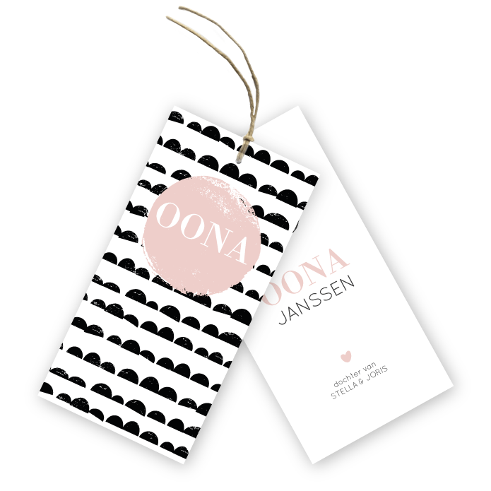 Geboortekaartje labels half moon Oona