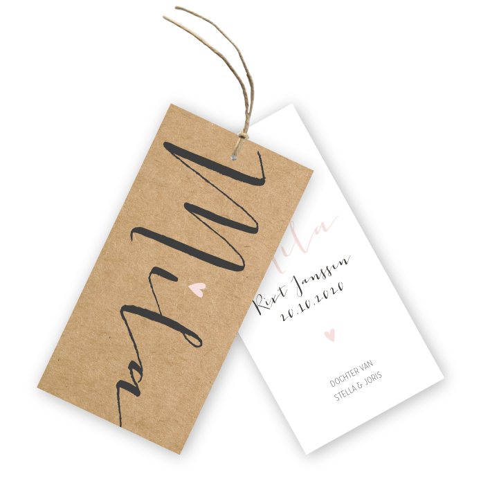 Label geboortekaartje kraft Mila