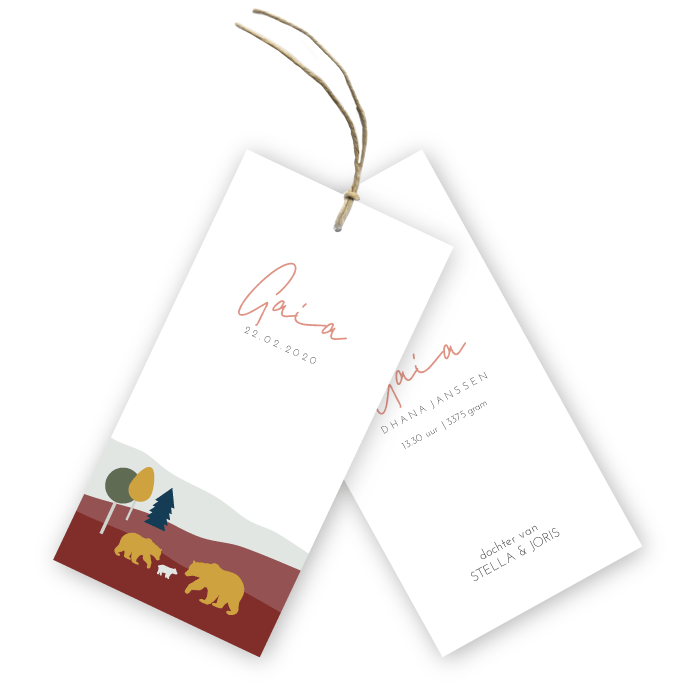 Babykaartje labels landschap ijsbeertjes Gaia