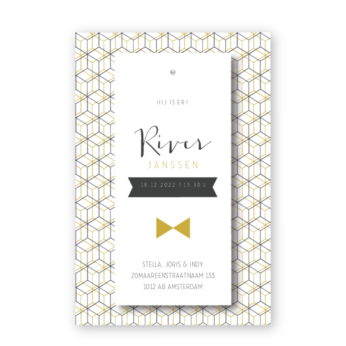 Geboortekaartje label splitpen River