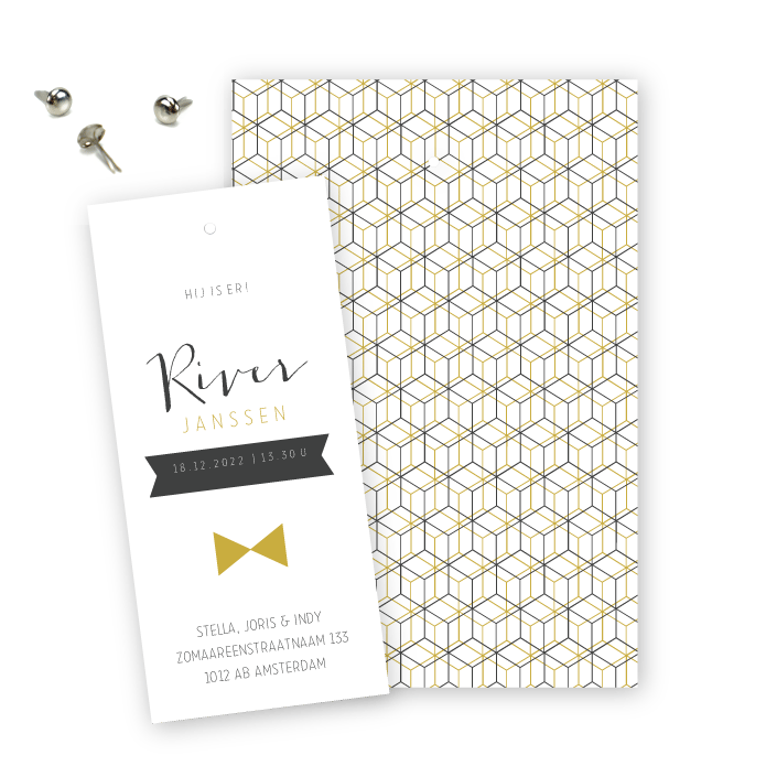 Geboortekaartje label splitpen River