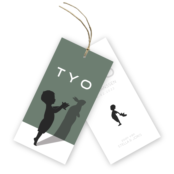 Babykaartje labels konijn schaduw