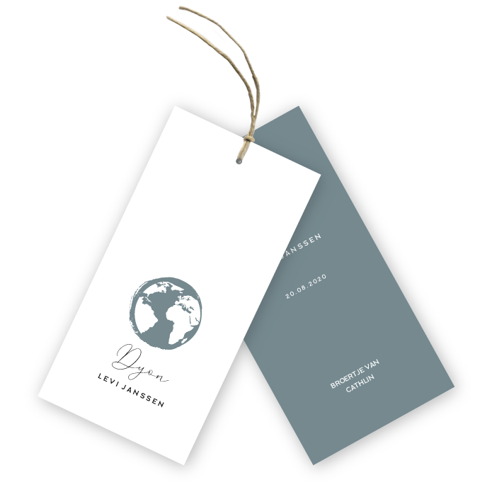 Babykaartje geboortelabels wereldbol