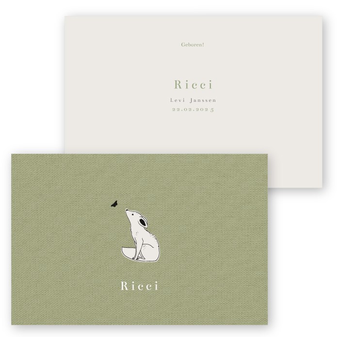 Babykaartje lief vosje