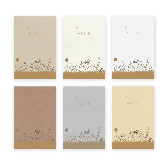 Geboortekaartje ecologisch getekende bloemen Abbie