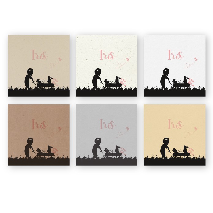 Geboortekaartje duurzaam bolderkar meisje Iris