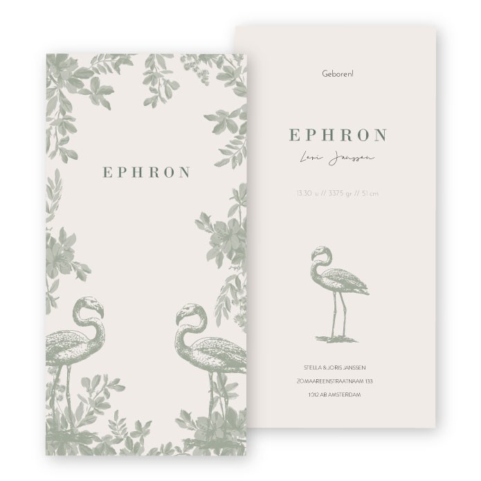 Geboortekaartje patroon vintage bloemen