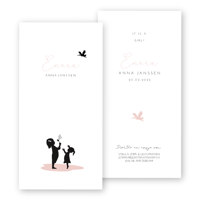 Geboortekaartje silhouetjes pluisjes