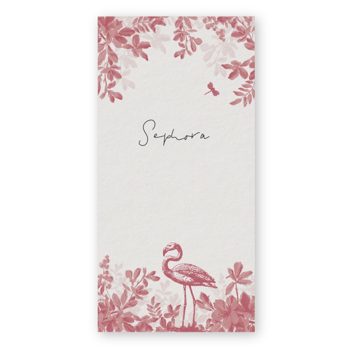 Geboortekaartje bloemen flamingo