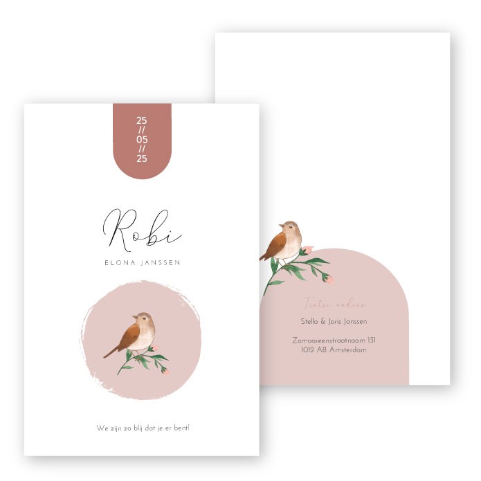 Geboortekaartje meisje vogel