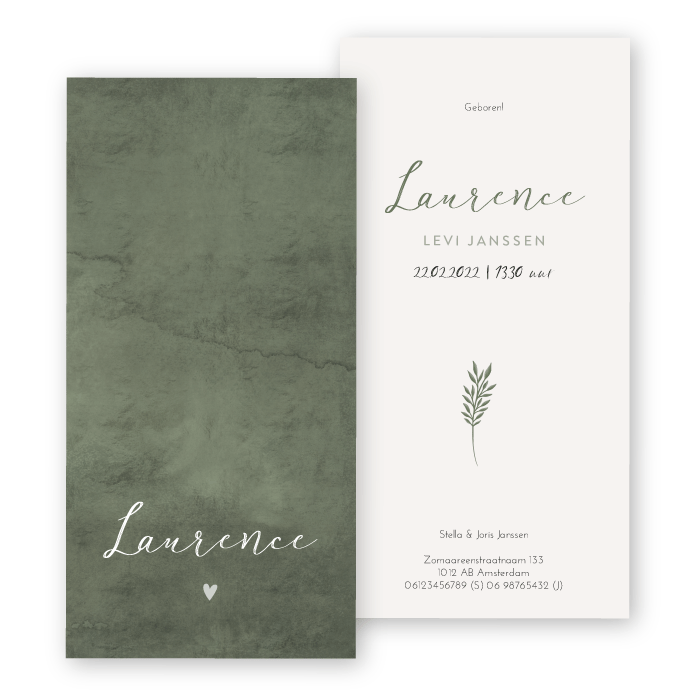 Babykaartje handwrite waterverf karton