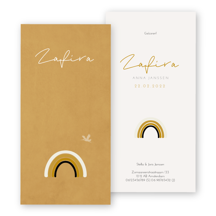 Babykaartje karton regenboog Zafira