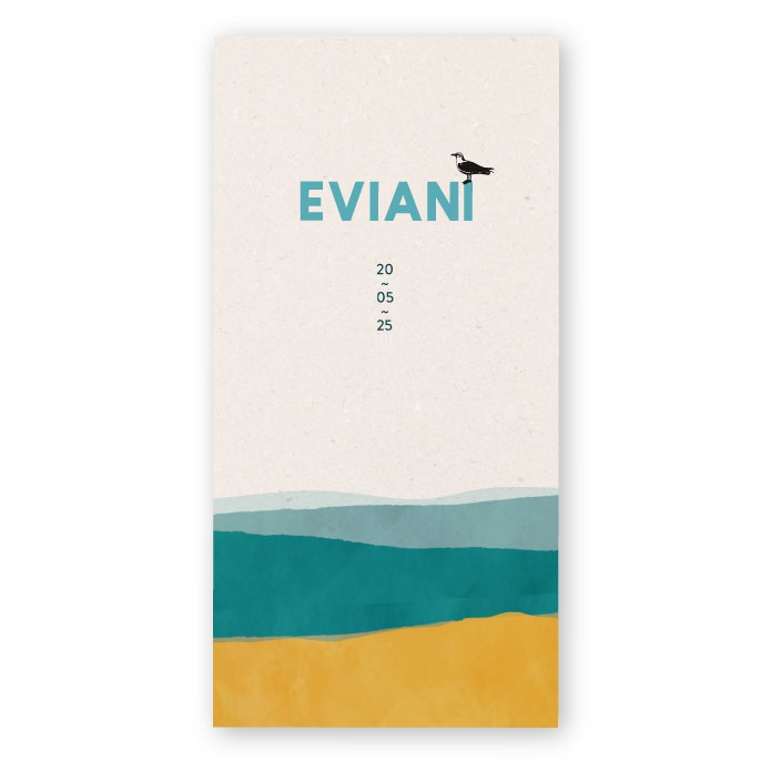 Geboortekaartje waterverf strand