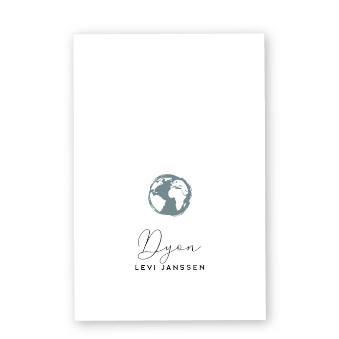 Geboortekaartje karton globe