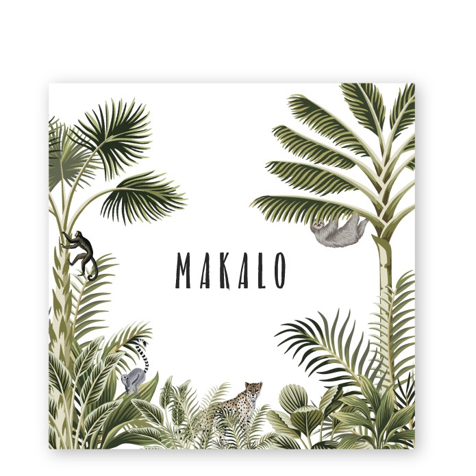 Babykaartje jungle met palmboom karton