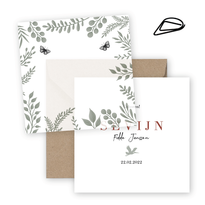 Geboortekaartje kalk botanisch