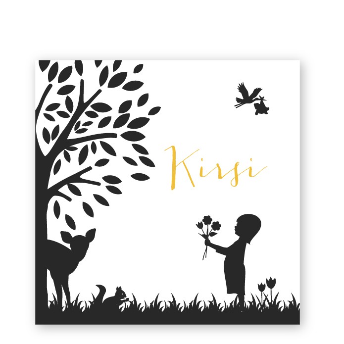 geboortekaartje meisje met bloemen