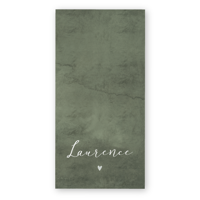 Geboortekaartje groen waterverf handwrite Laurence