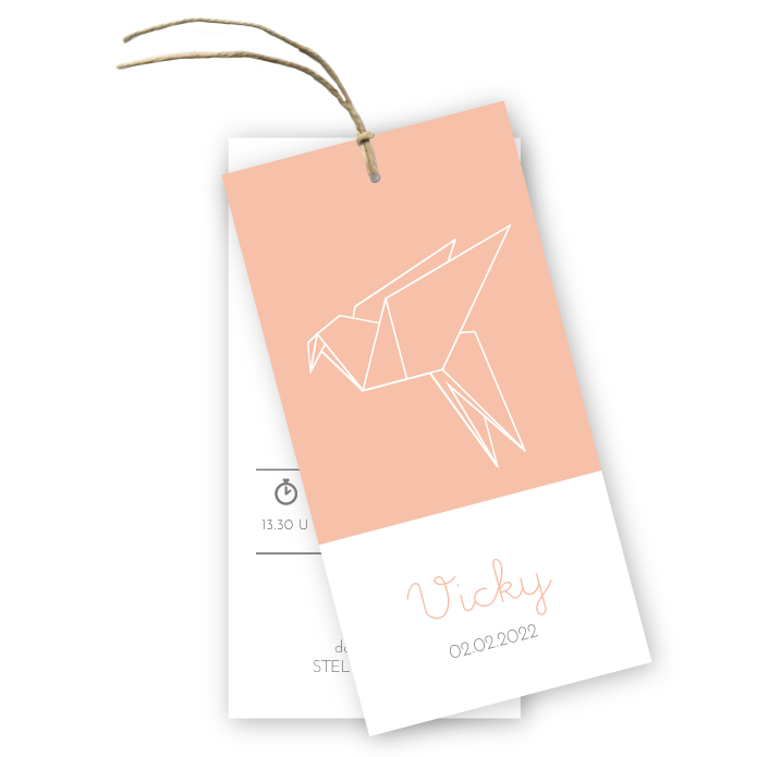 Geboortelabel geometrische kraanvogel (M) Vicky