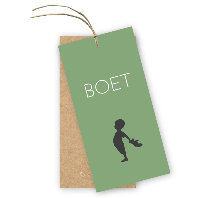 Geboortelabel jongetje met beer vintage groen Boet