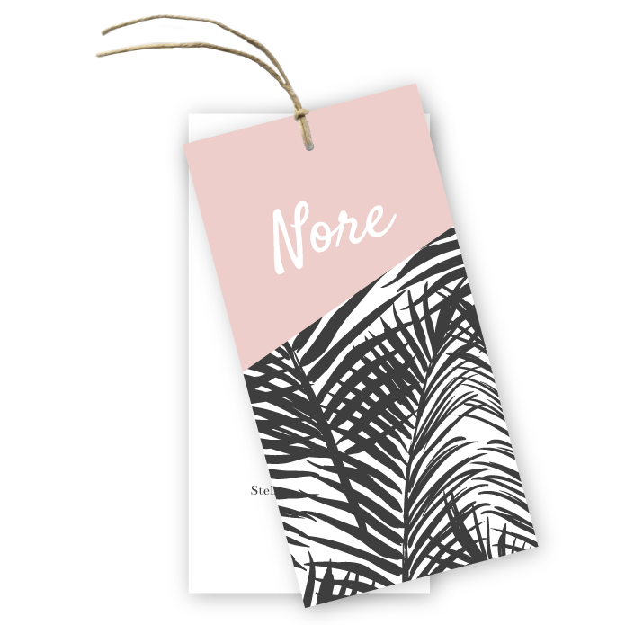 Geboortelabels Botanische palm bladeren Nore