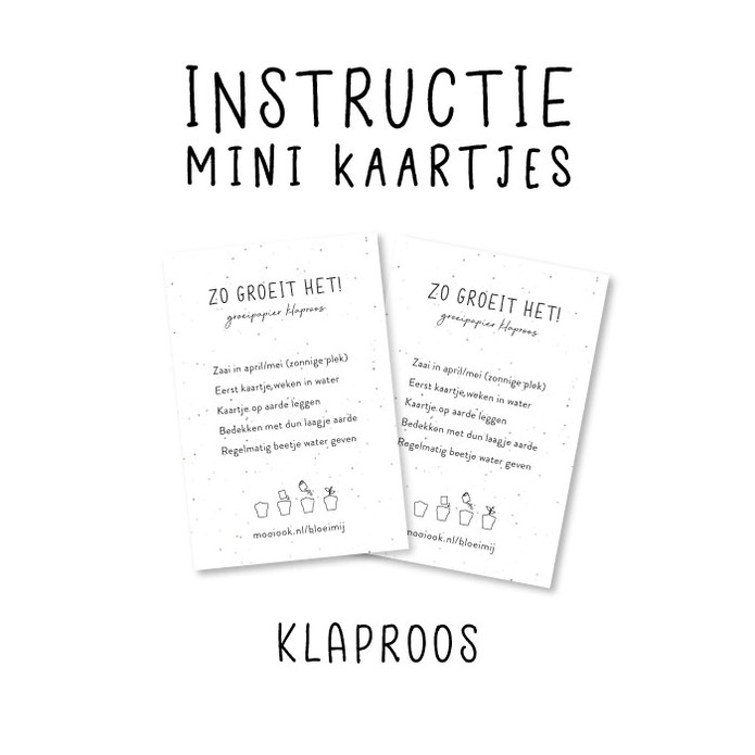 Groeipapier mini instructie kaartjes - Klaproos