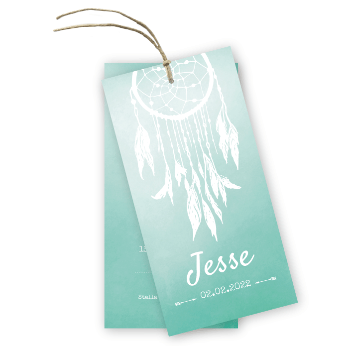 Label geboortekaartje boho dromenvanger jongen Jesse