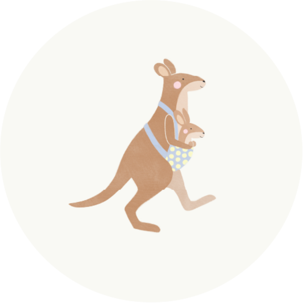 Sluitsticker kangaroe blauw
